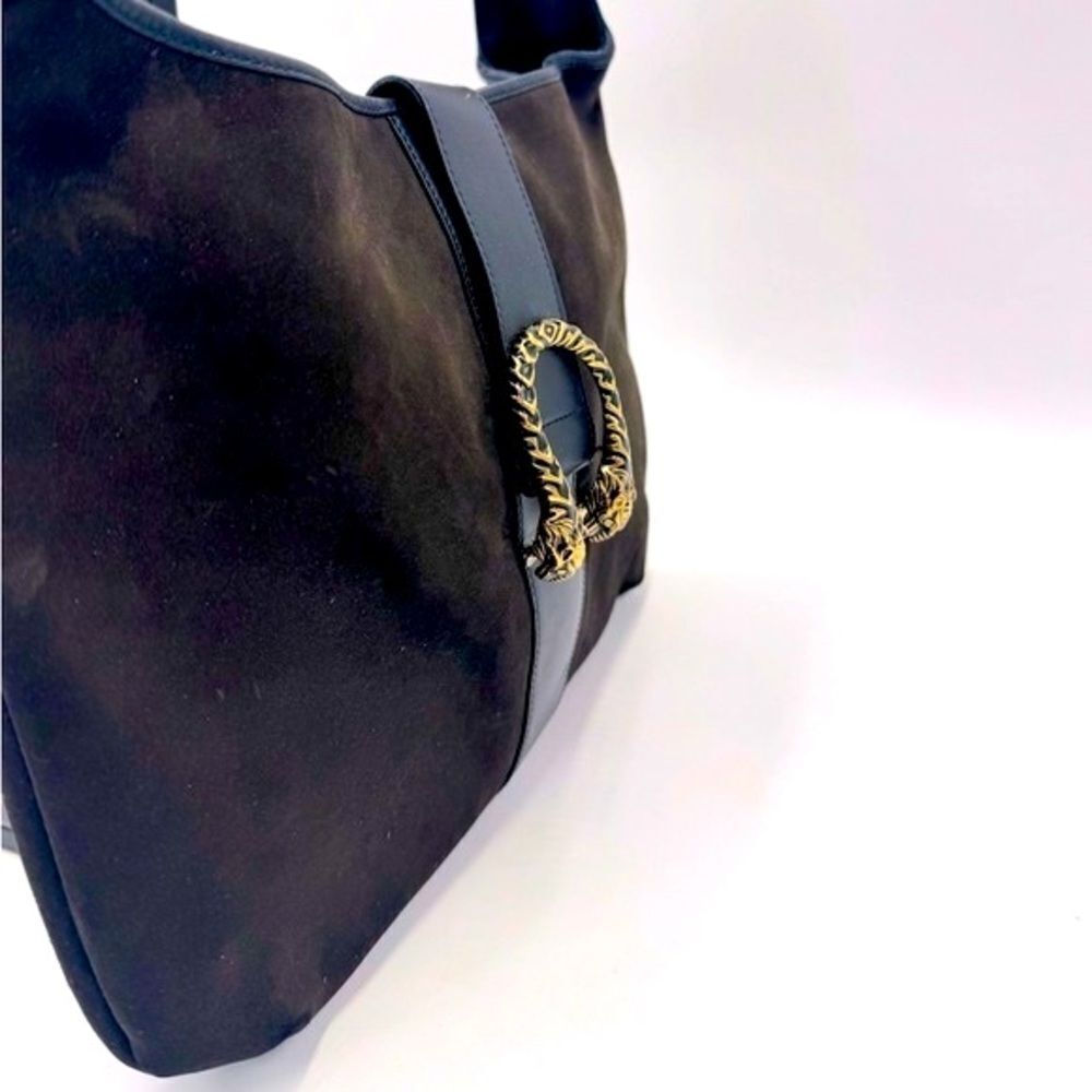 Auth Tom Ford for Gucci Brown Suede Black Leather Trim Dionysus Jackie Hobo Bag - Picture 7 of 16